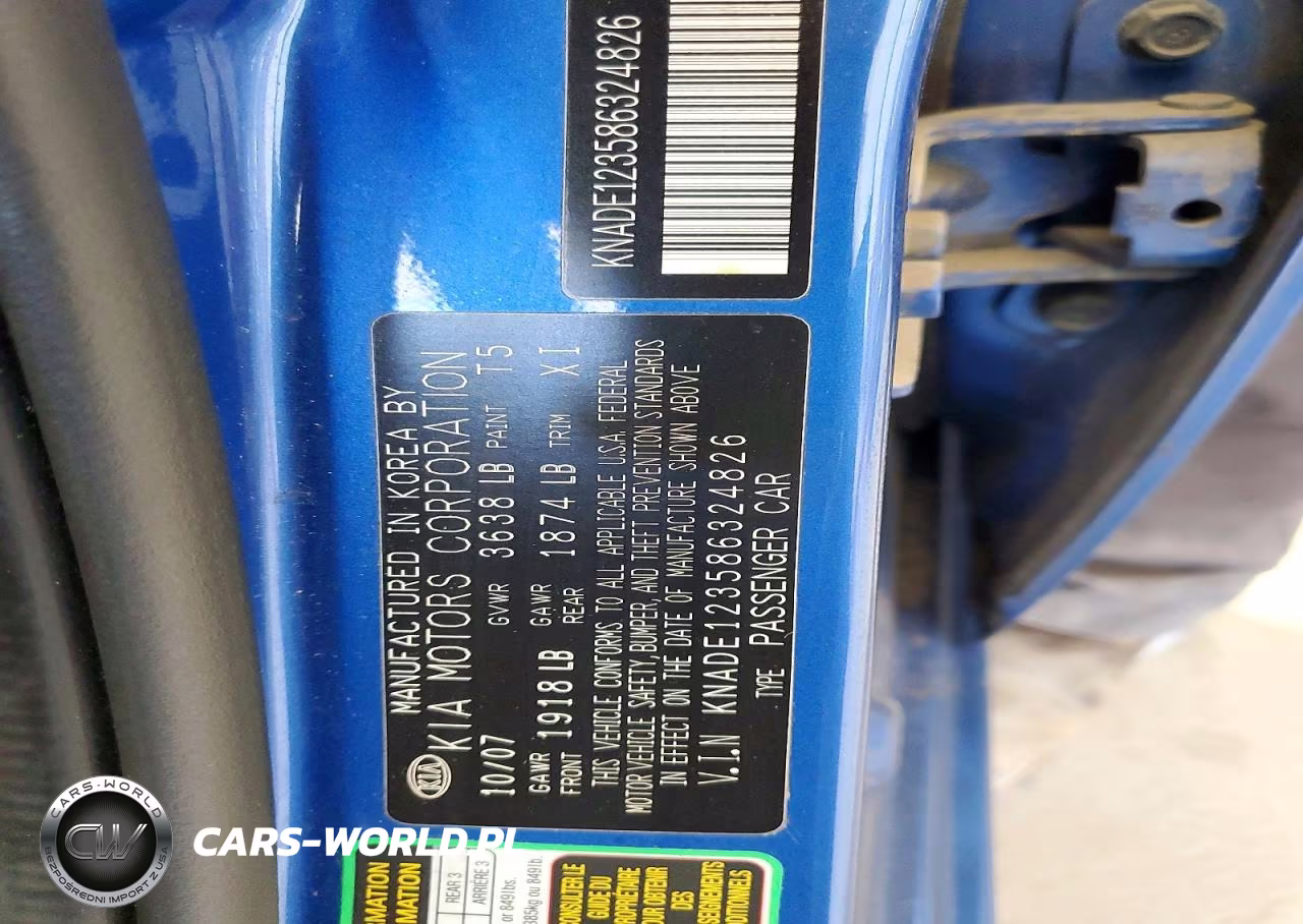 2008 Kia Rio Base VIN:KNADE123586324826 - 12