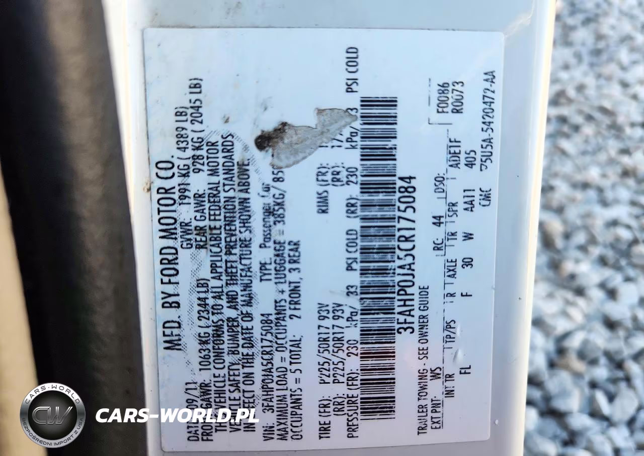 2012 Ford Fusion Sel VIN:3FAHP0JA5CR175084 - 12