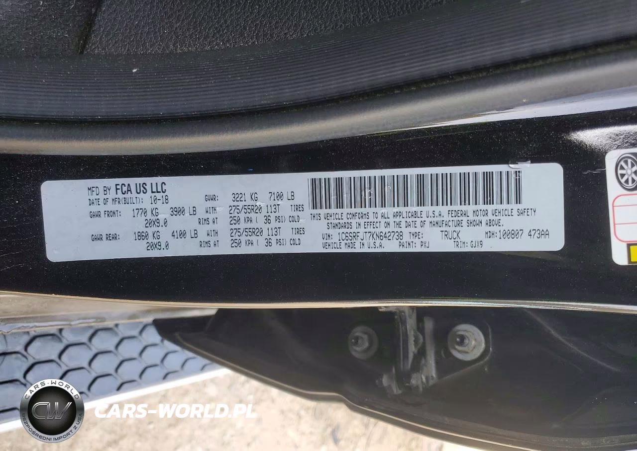2019 Ram 1500 Laramie VIN:1C6SRFJT7KN642738 - 12