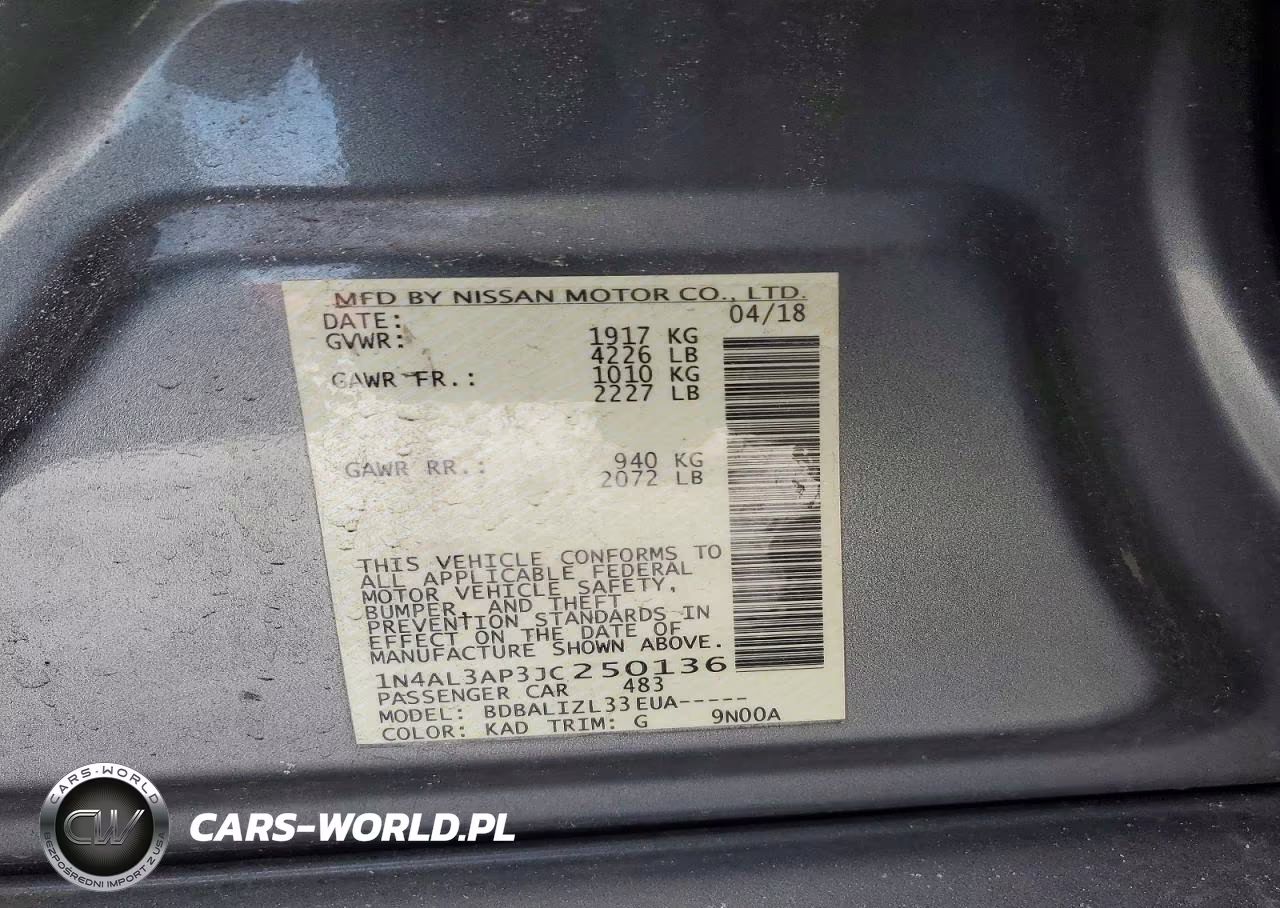 2018 Nissan Altima 2.5 VIN:1N4AL3AP3JC250136 - 12