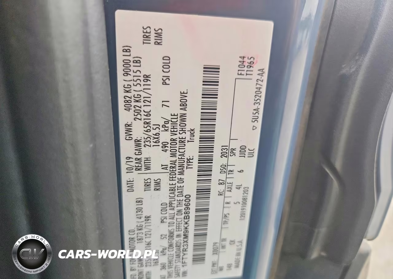 2019 Ford Transit T-250 VIN:1FTYR3XM9KKB89600 - 14