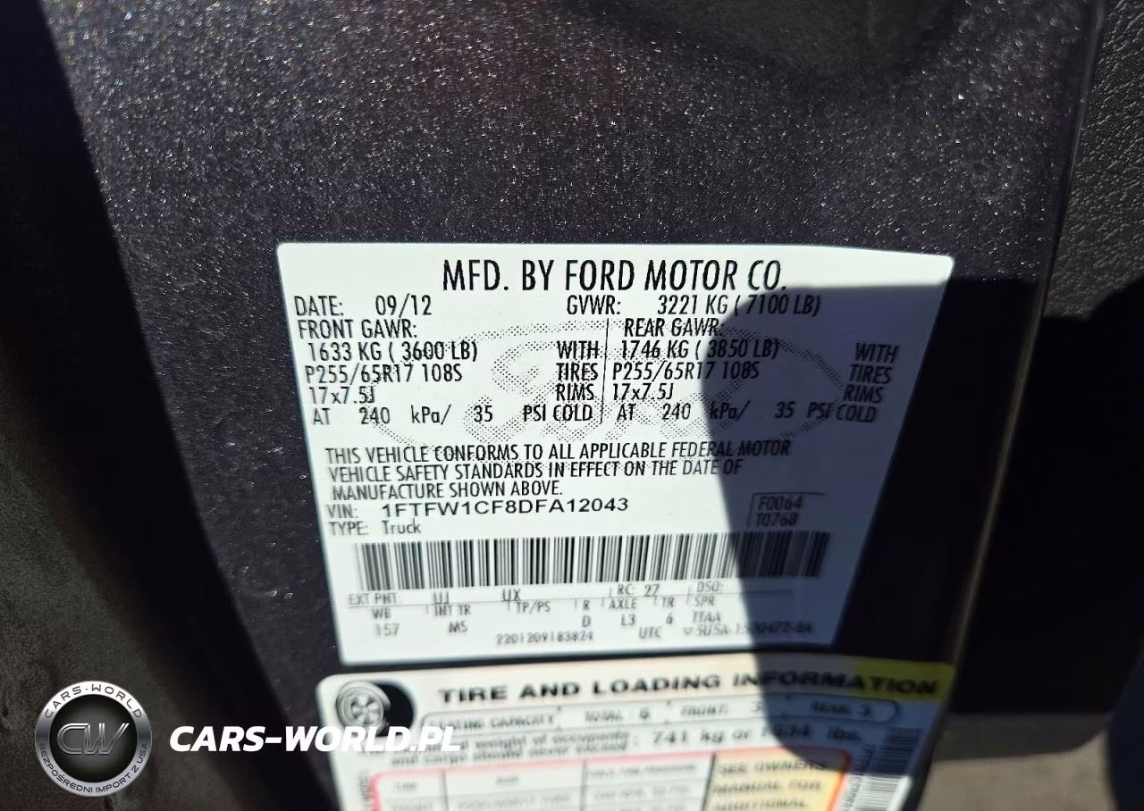 2013 Ford F150 Supercrew VIN:1FTFW1CF8DFA12043 - 12