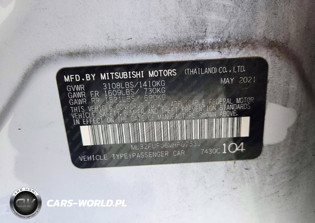 2021 Mitsubishi Mirage G4 Es VIN:ML32FUFJ6MHF07531 - 12