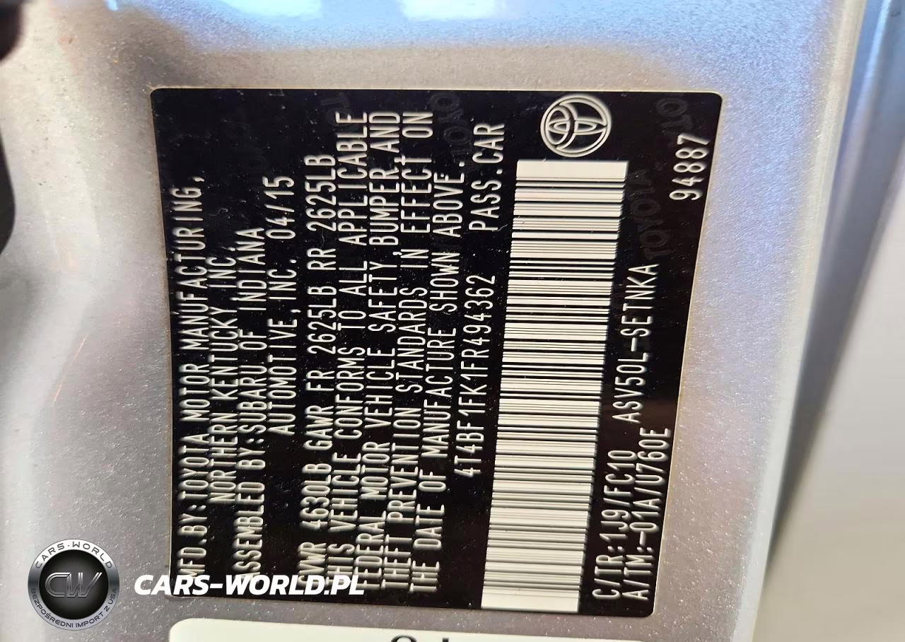 2015 Toyota Camry Le VIN:4T4BF1FK1FR494362 - 12