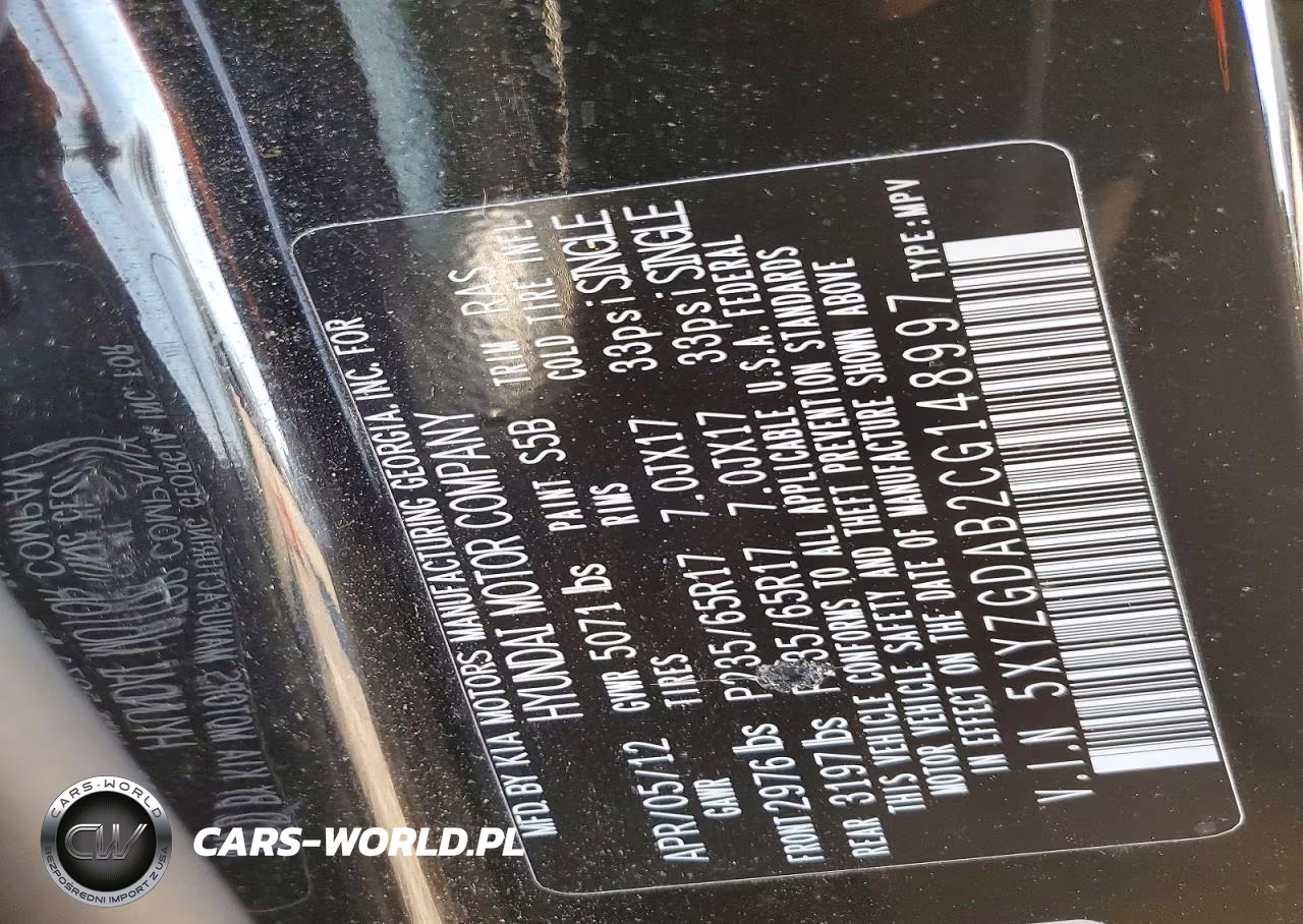 2012 Hyundai Santa Fe VIN:5XYZGDAB2CG148997 - 13