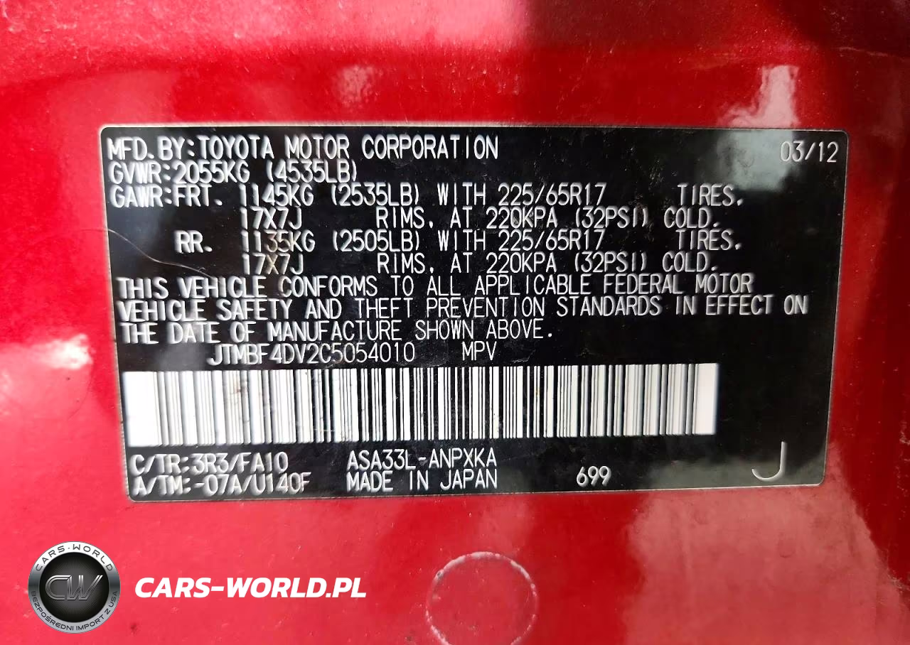 2012 Toyota Rav4 Base VIN:JTMBF4DV2C5054010 - 13