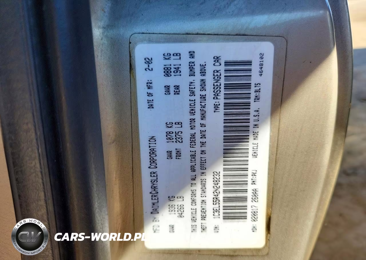 2002 Chrysler Sebring Lxi VIN:1C3EL55R42N248232 - 12
