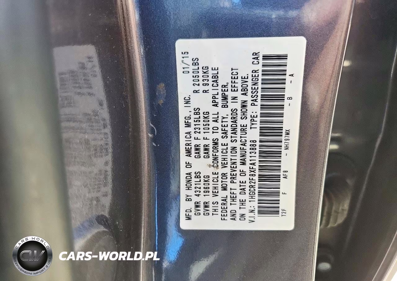 2015 Honda Accord Exl VIN:1HGCR2F8XFA113888 - 12