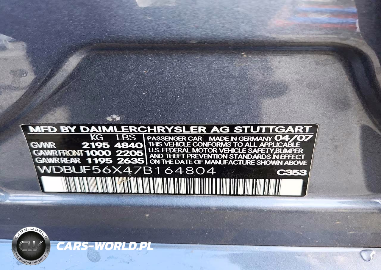 2007 Mercedes-Benz E 350 VIN:WDBUF56X47B164804 - 12