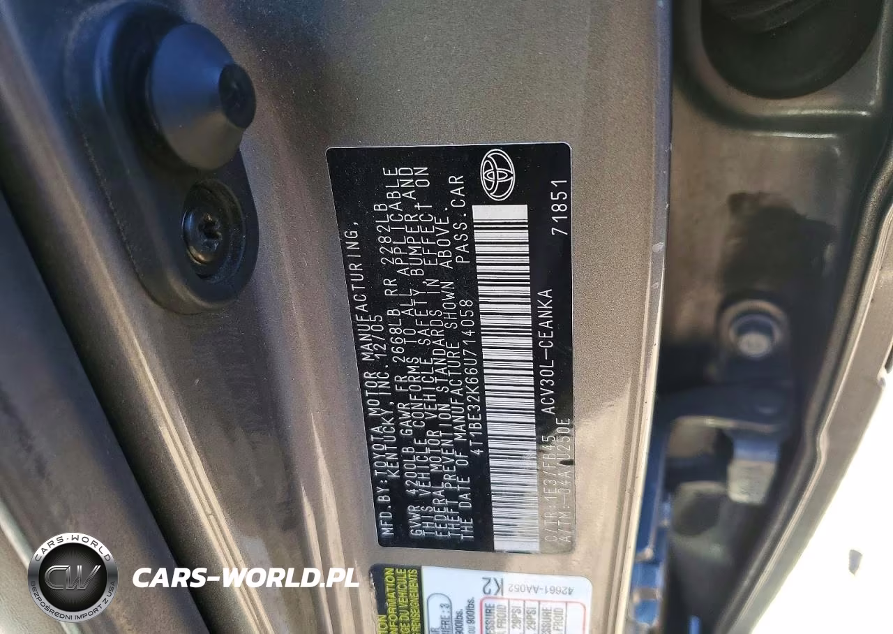 2006 Toyota Camry Le VIN:4T1BE32K66U714058 - 12