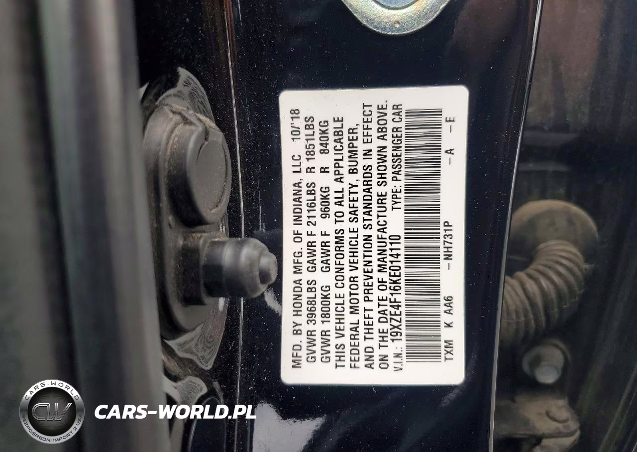 2019 Honda Insight Lx VIN:19XZE4F16KE014110 - 13