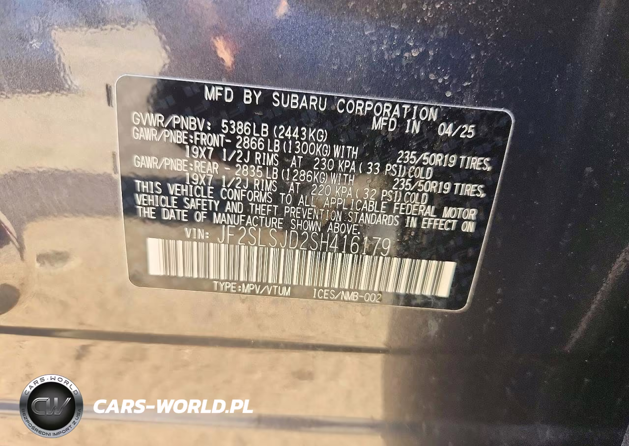 2025 Subaru Forester Sport VIN:JF2SLSJD2SH416179 - 14
