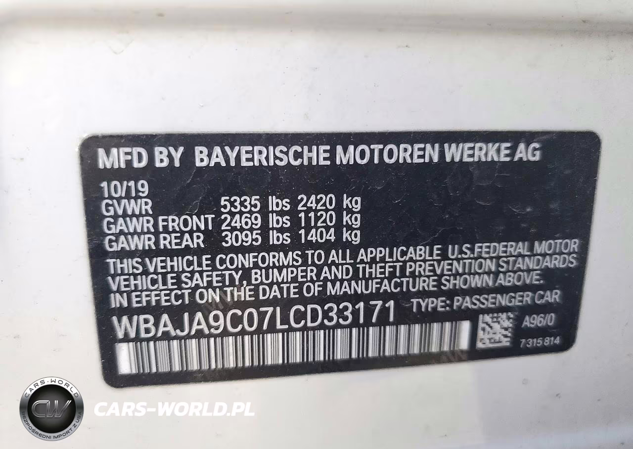 2020 BMW 530E VIN:WBAJA9C07LCD33171 - 12