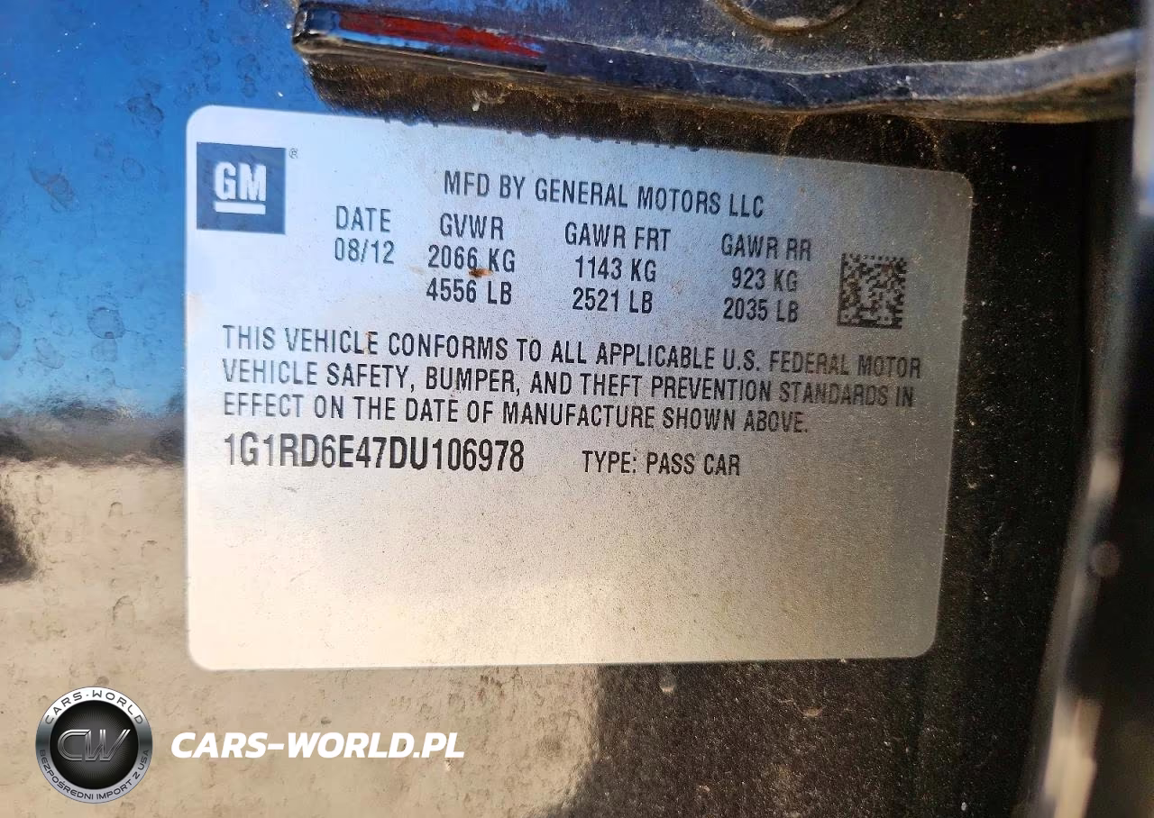 2013 Chevrolet Volt VIN:1G1RD6E47DU106978 - 12