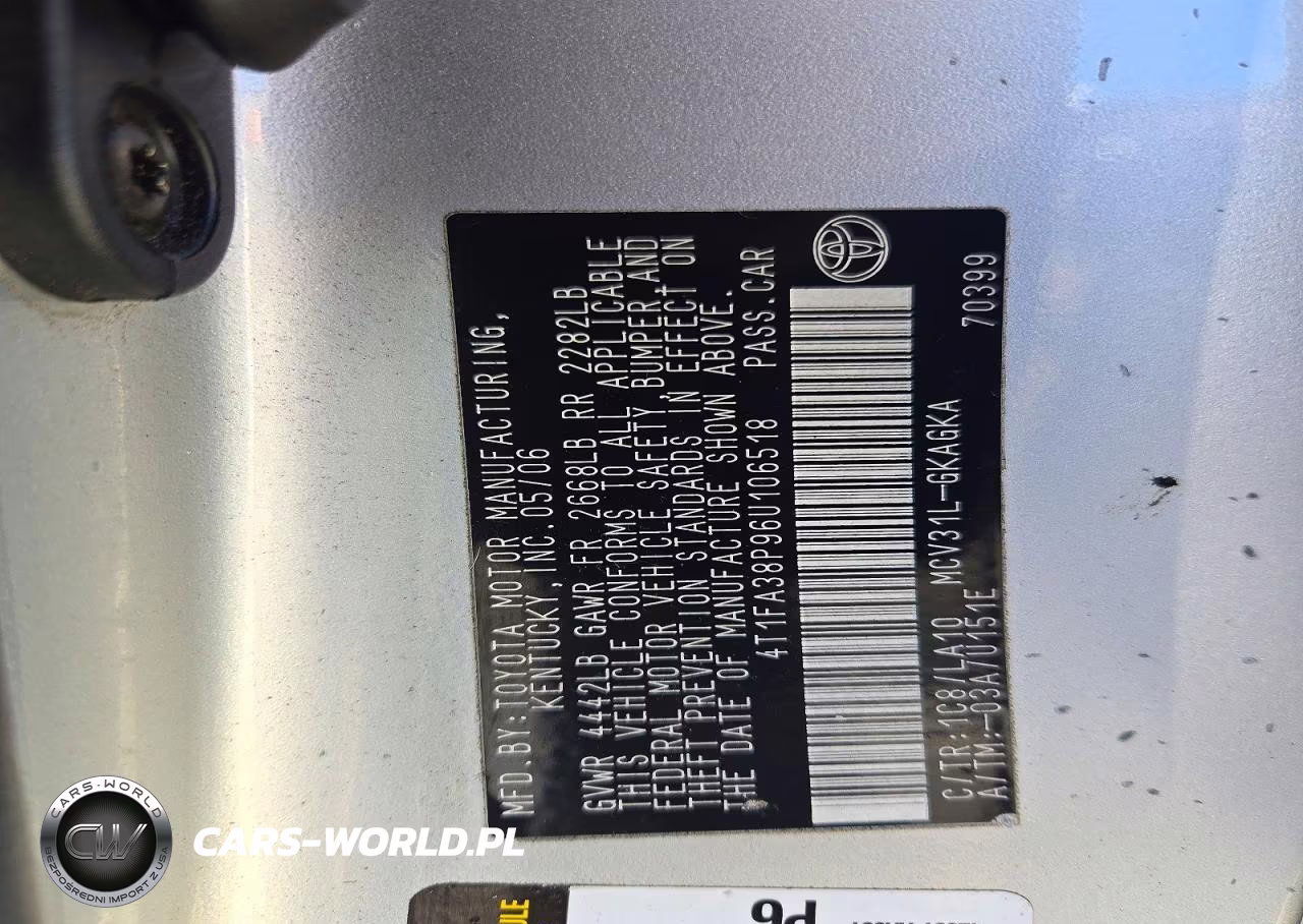 2006 Toyota Camry Solara Sle V6 VIN:4T1FA38P96U106518 - 12