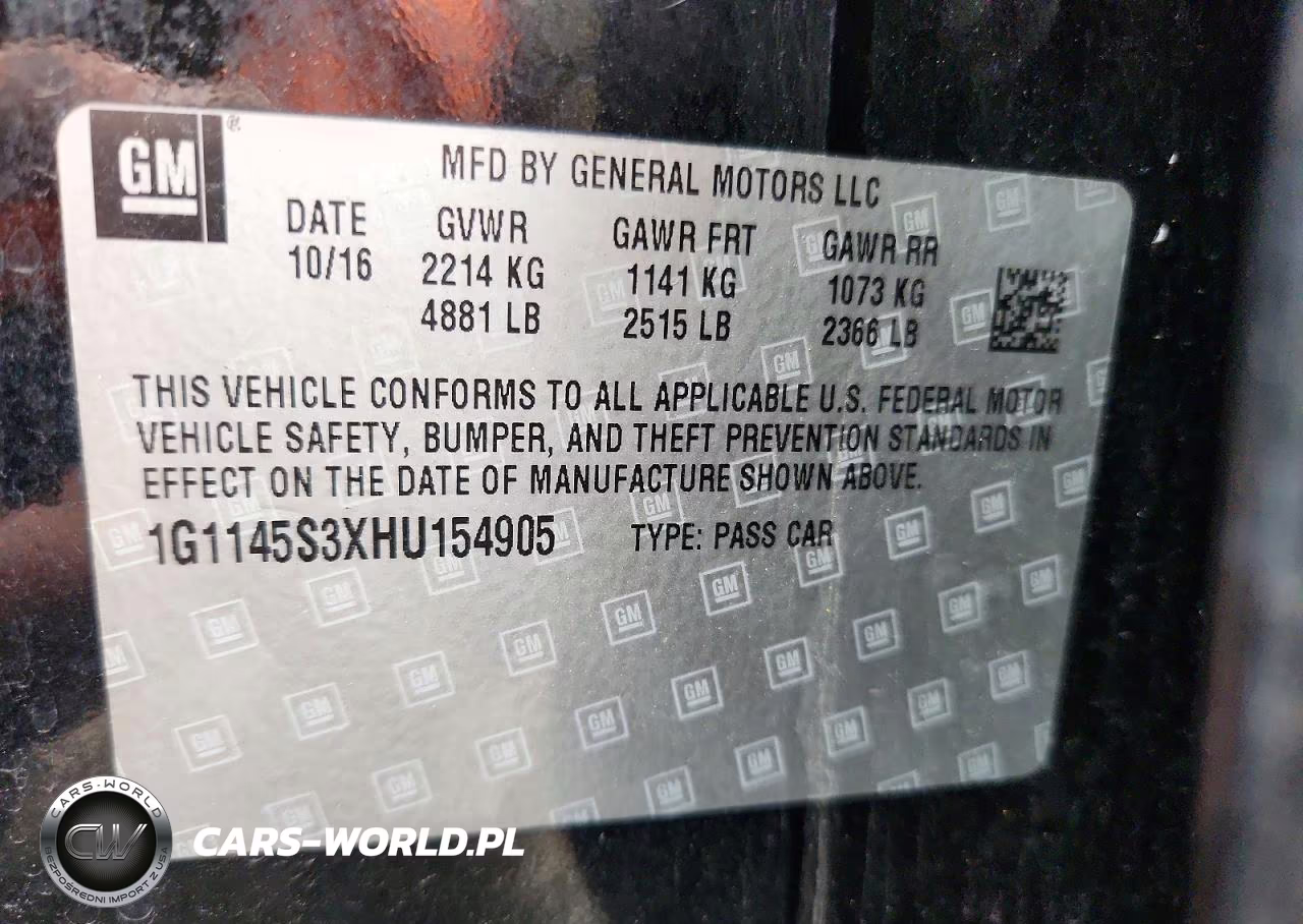 2017 Chevrolet Impala Premier VIN:1G1145S3XHU154905 - 12