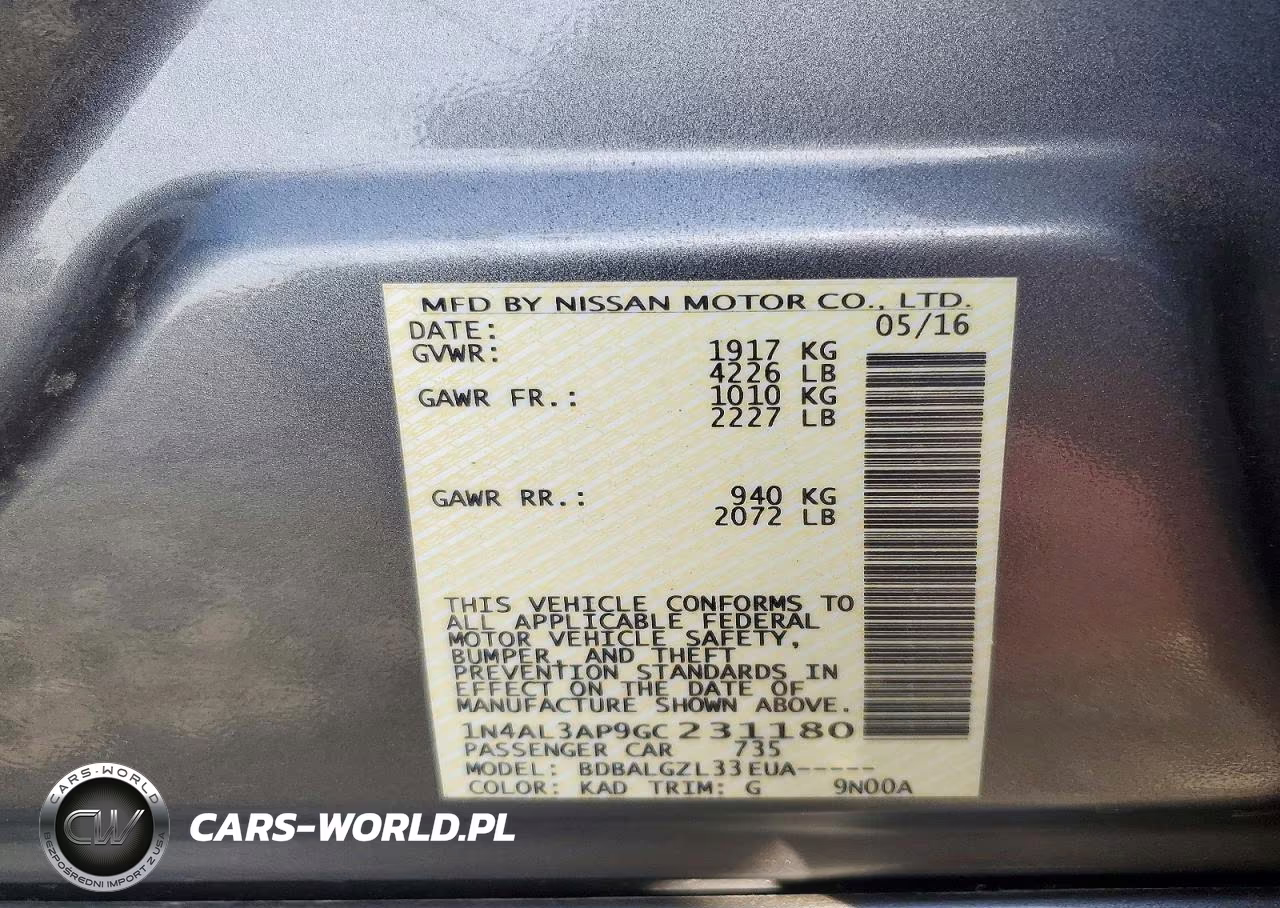 2016 Nissan Altima 2.5 S VIN:1N4AL3AP9GC231180 - 12