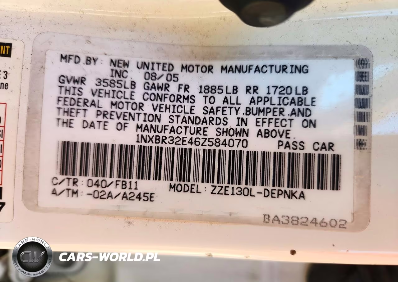 2006 Toyota Corolla Le VIN:1NXBR32E46Z584070 - 12