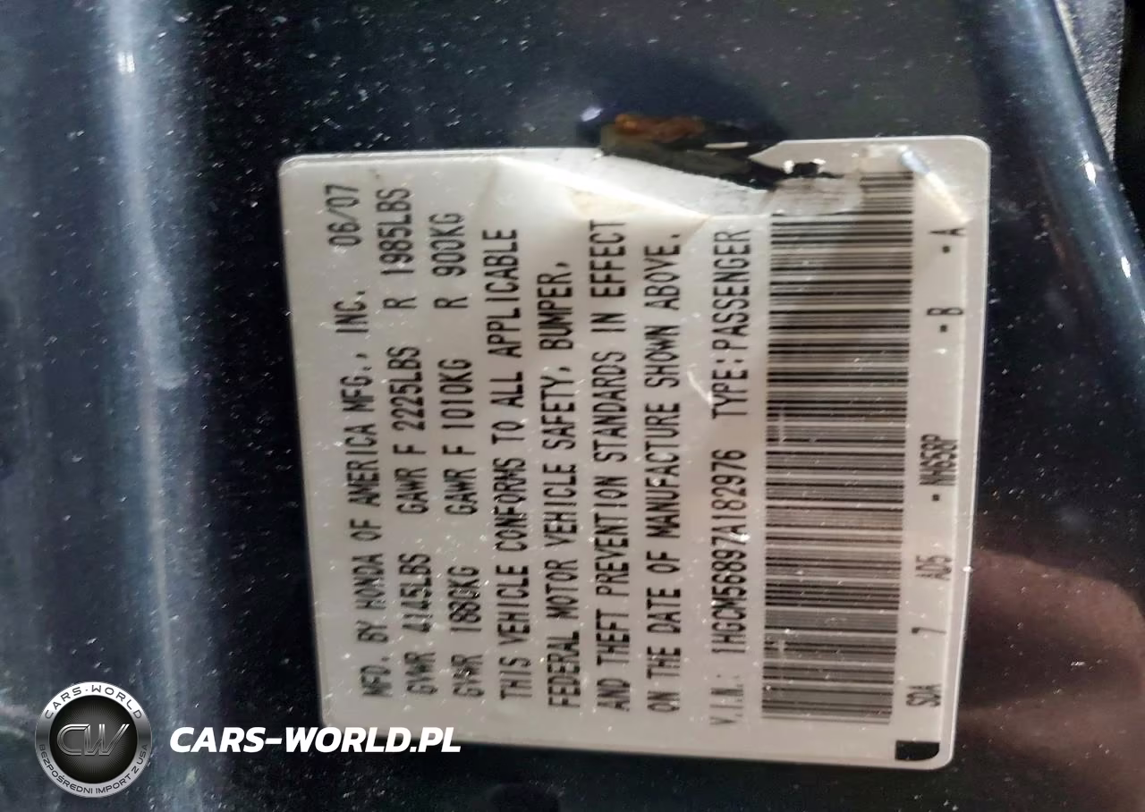 2007 Honda Accord Ex VIN:1HGCM56897A182976 - 12