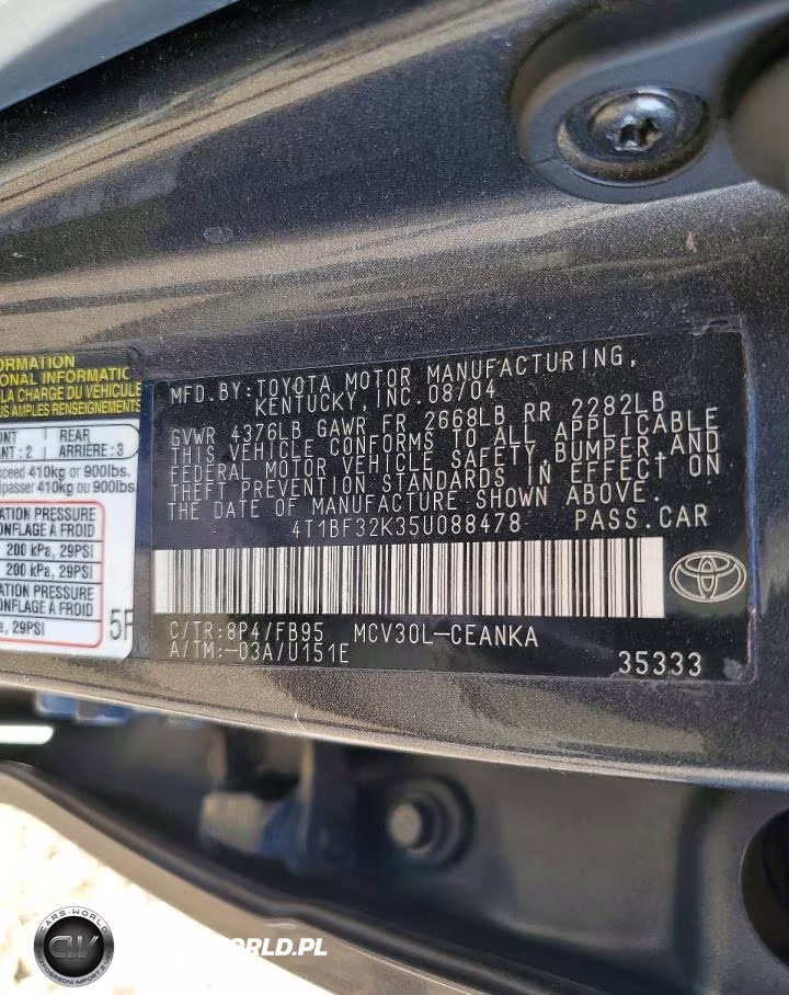 2005 Toyota Camry Le V6 VIN:4T1BF32K35U088478 - 12