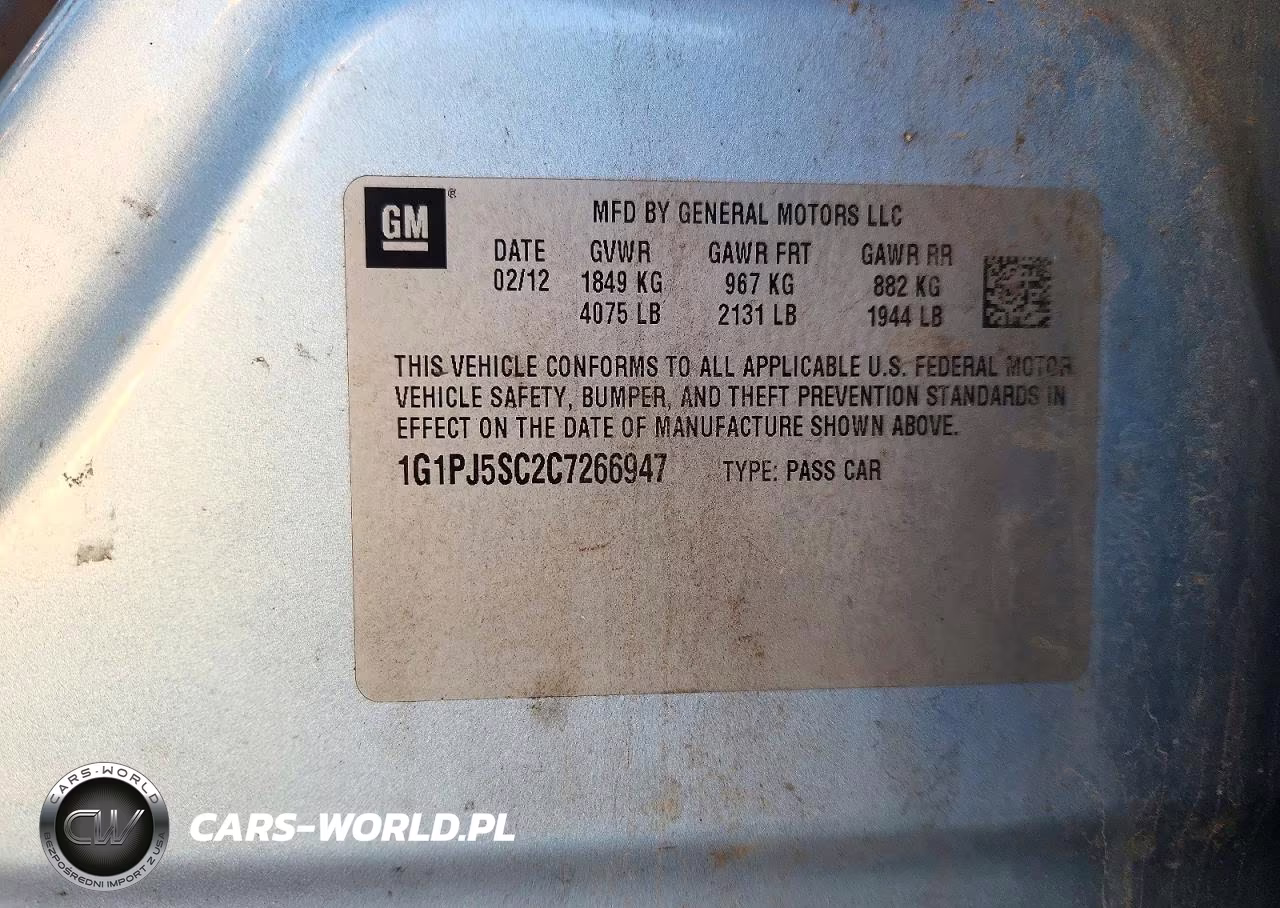 2012 Chevrolet Cruze Eco VIN:1G1PJ5SC2C7266947 - 13