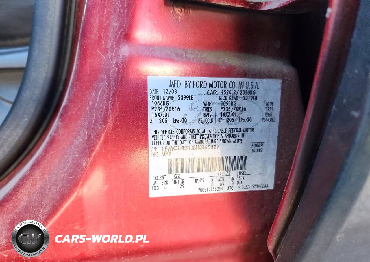 2004 Ford Escape Xlt VIN:1FMCU931X4KB65487 - 13