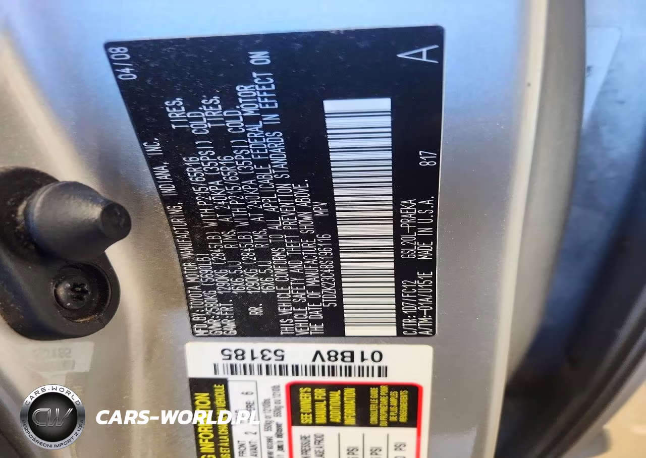 2008 Toyota Sienna Le 8-Passenger VIN:5TDZK23C48S196116 - 13