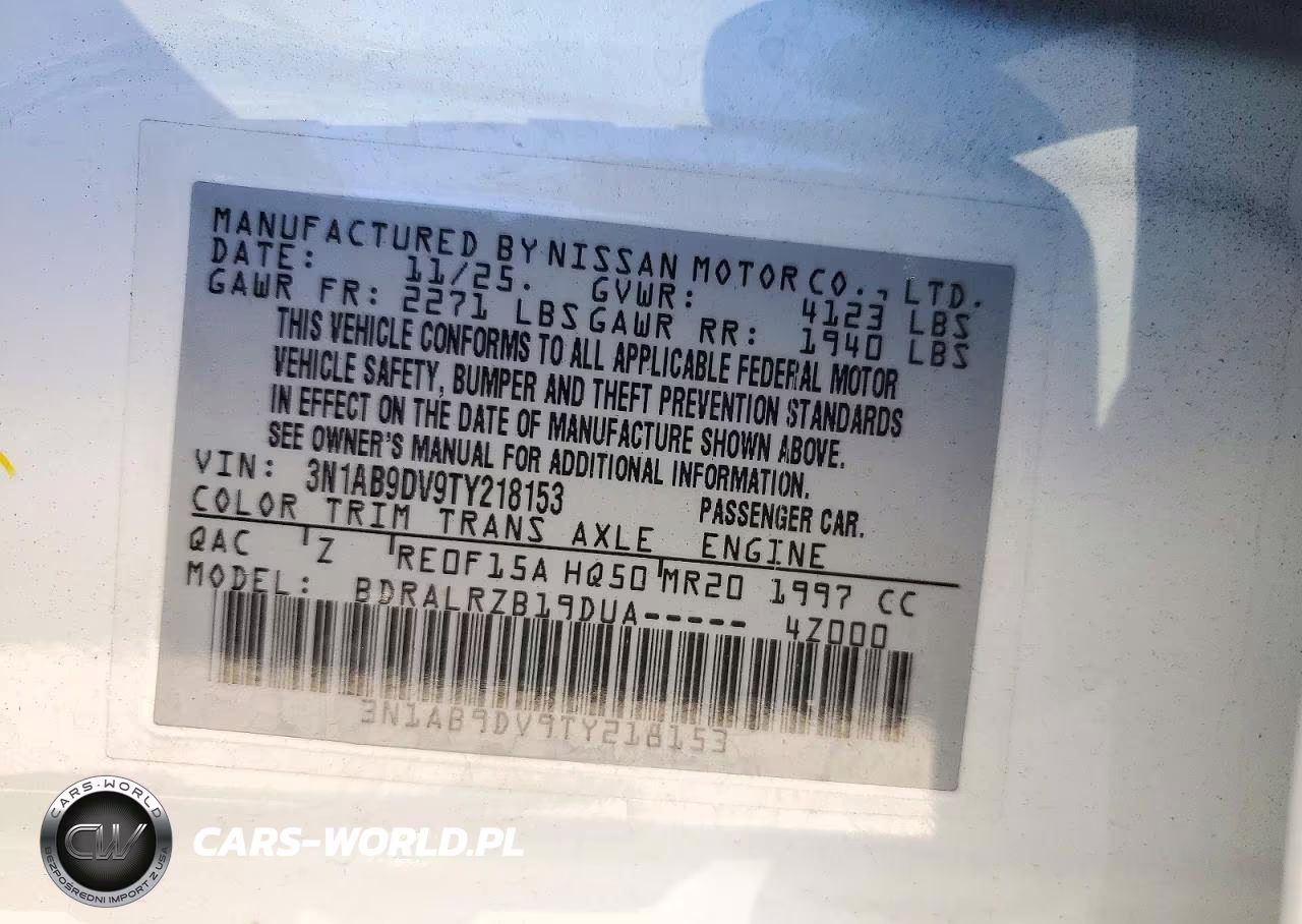 2026 Nissan Sentra Sr VIN:3N1AB9DV9TY218153 - 12