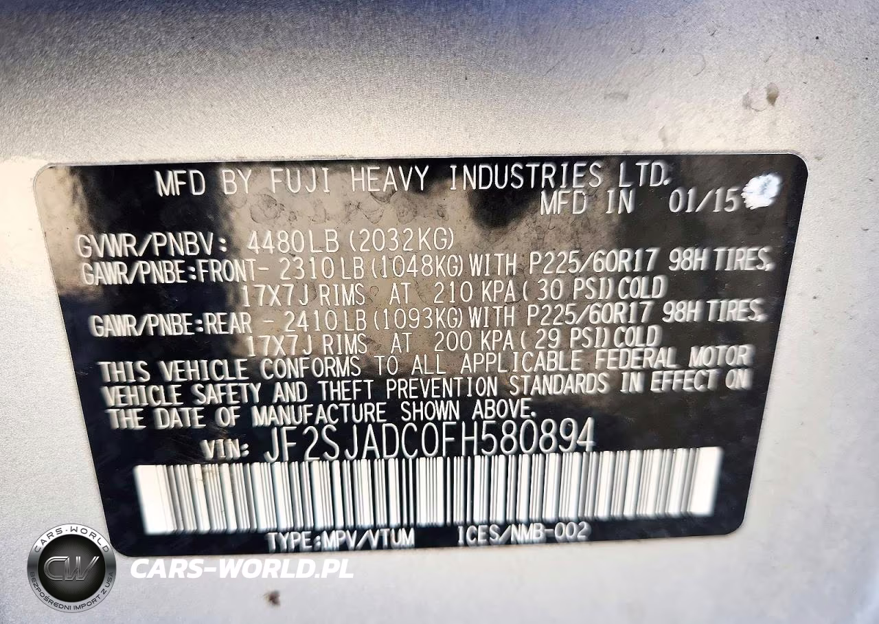 2015 Subaru Forester 2.5I Premium VIN:JF2SJADC0FH580894 - 13