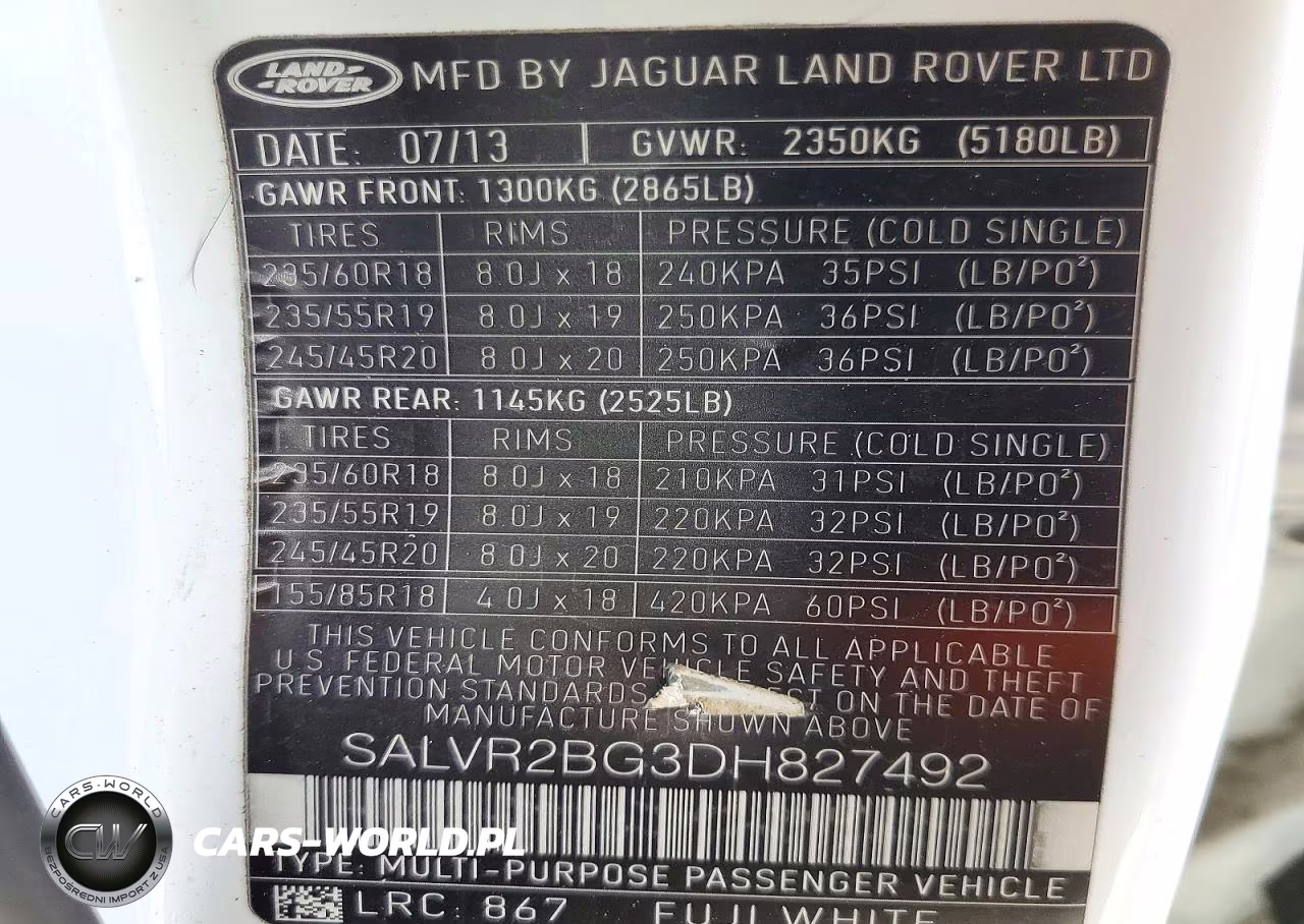 2013 Land Rover Range Rover Evoque Pure Premium VIN:SALVR2BG3DH827492 - 13