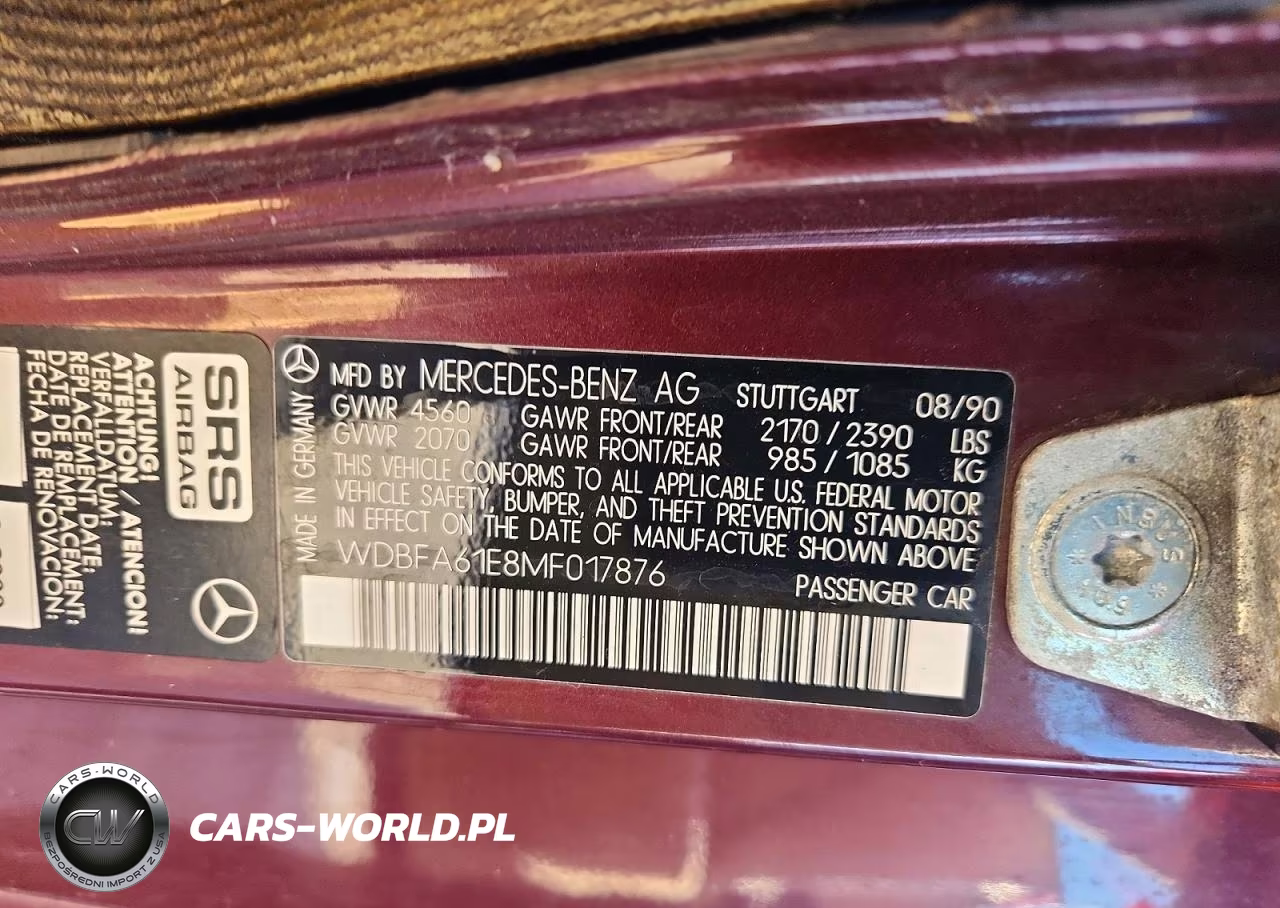 1991 Mercedes-Benz 300 Sl VIN:WDBFA61E8MF017876 - 12
