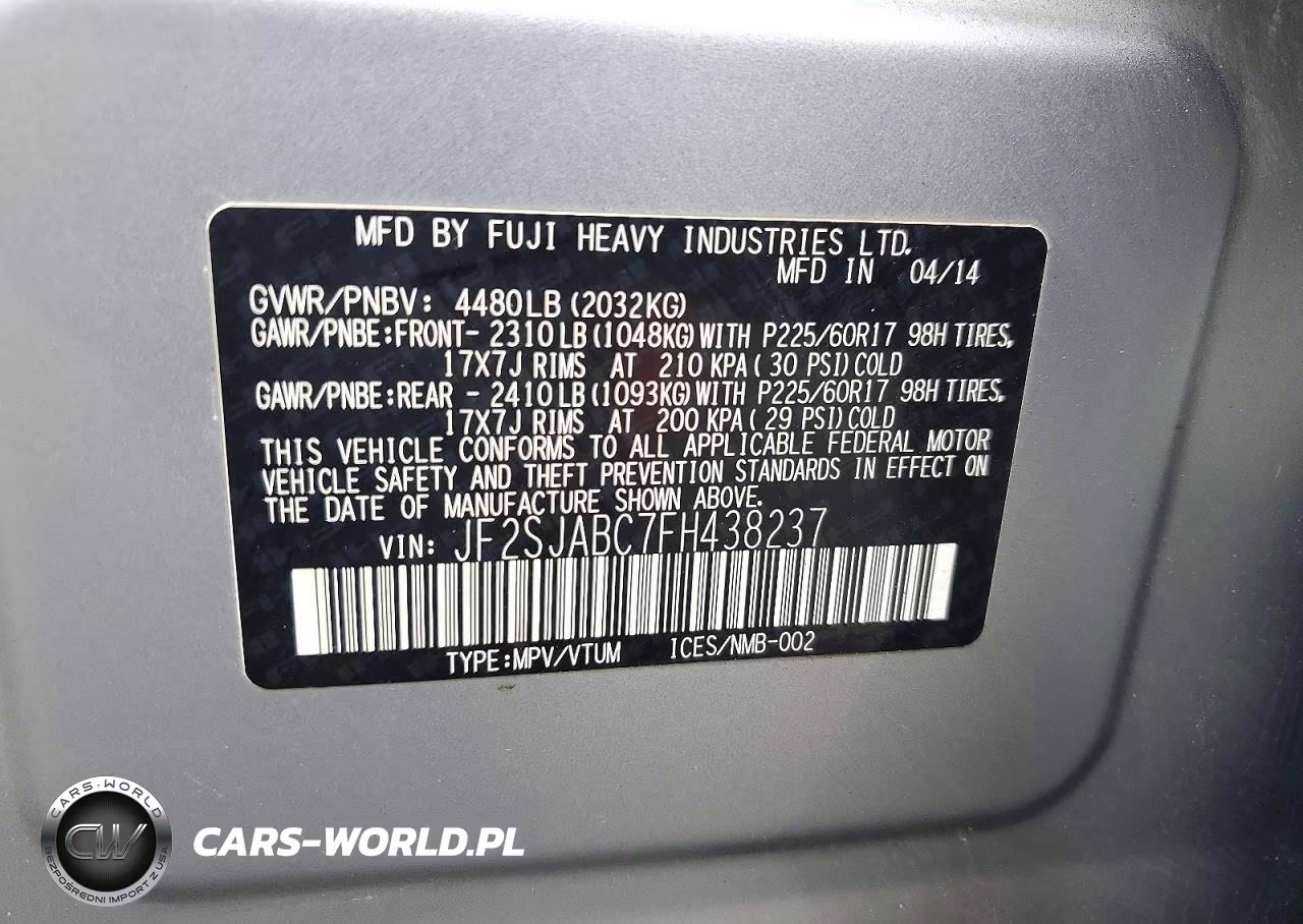2015 Subaru Forester 2.5I VIN:JF2SJABC7FH438237 - 13