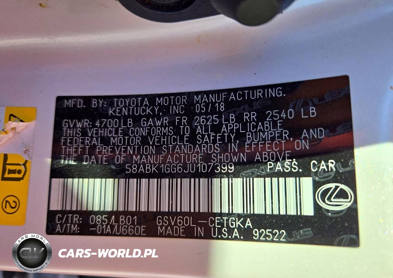 2018 Lexus Es 350 VIN:58ABK1GG6JU107399 - 12