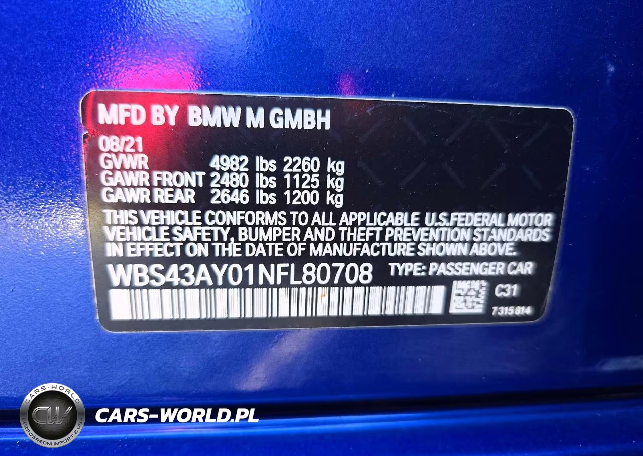 BMW M3 COMPETI VIN:WBS43AY01NFL80708 - 12