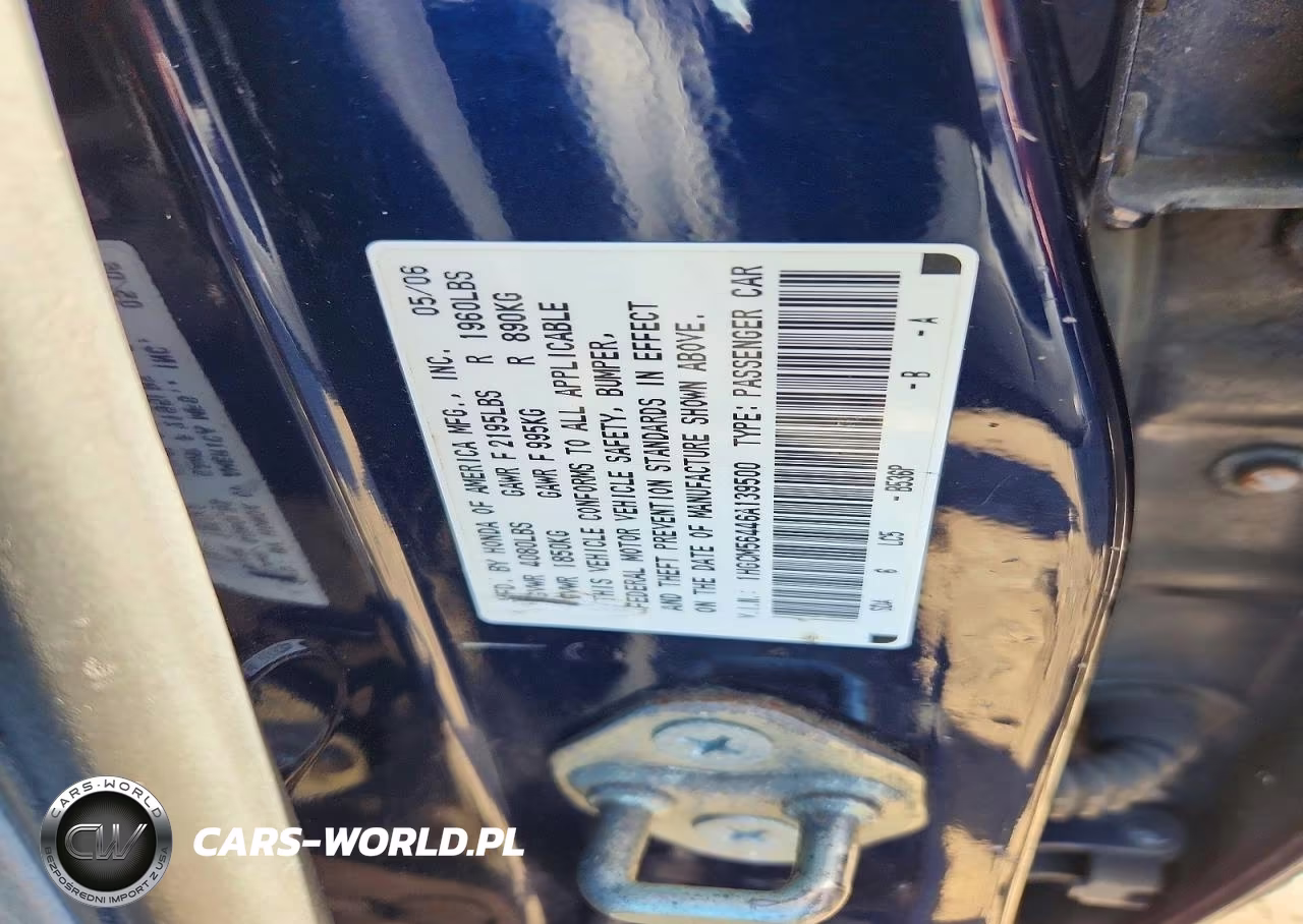 2006 Honda Accord Lx VIN:1HGCM56446A139500 - 12