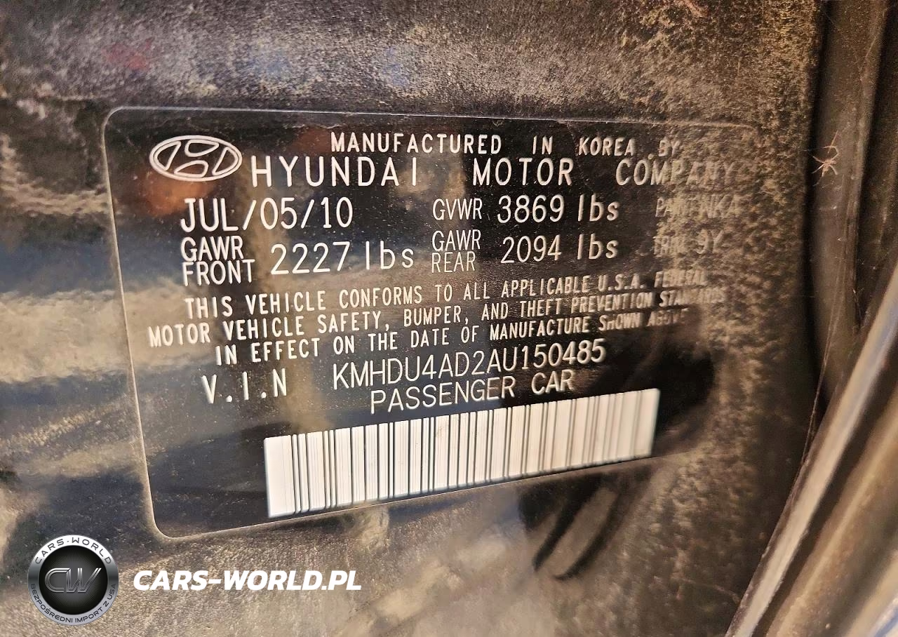 2010 Hyundai Elantra Gls VIN:KMHDU4AD2AU150485 - 12