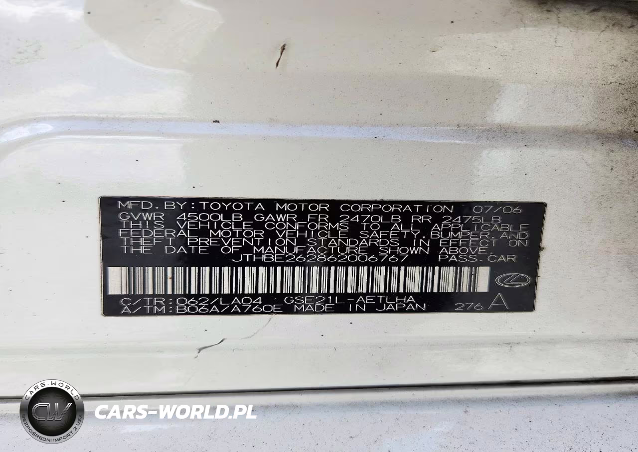 2006 Lexus Is 350 VIN:JTHBE262862006767 - 12