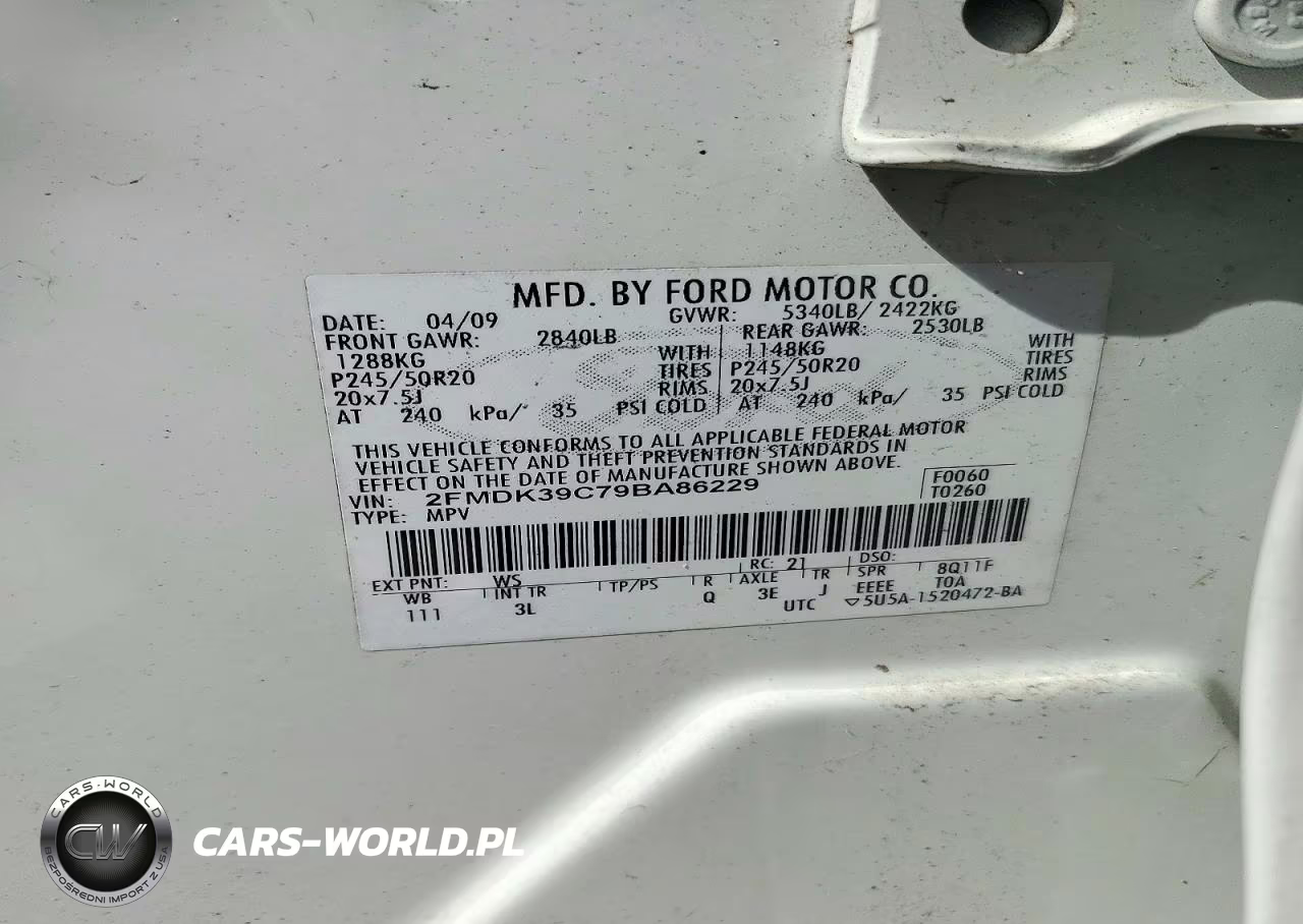2009 Ford Edge Limited VIN:2FMDK39C79BA86229 - 13