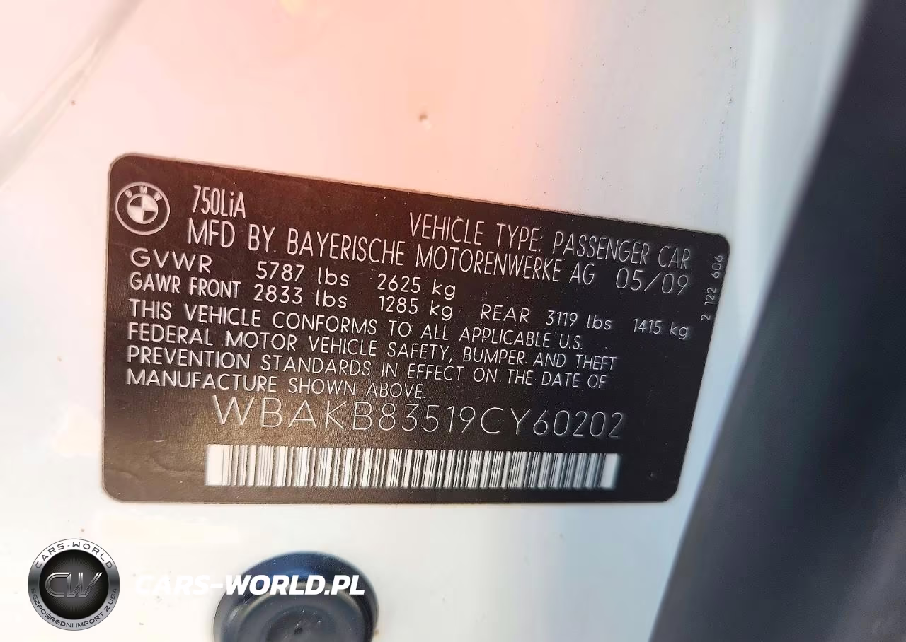 2009 BMW 750 Li VIN:WBAKB83519CY60202 - 13