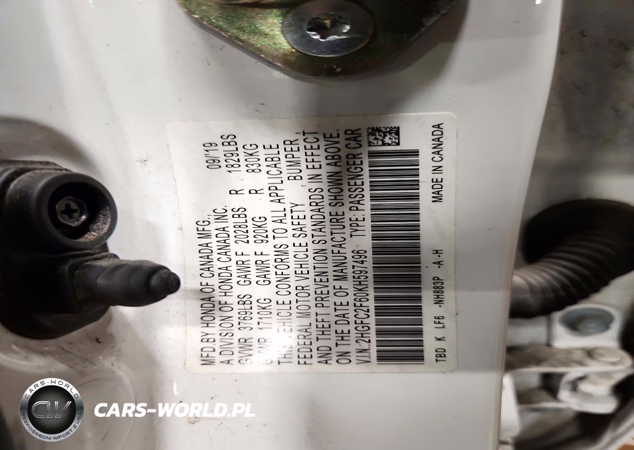 2019 Honda Civic Lx VIN:2HGFC2F60KH597496 - 12