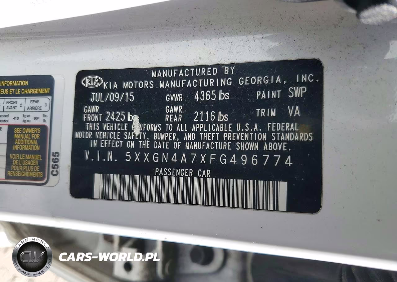 2015 Kia Optima Ex VIN:5XXGN4A7XFG496774 - 12