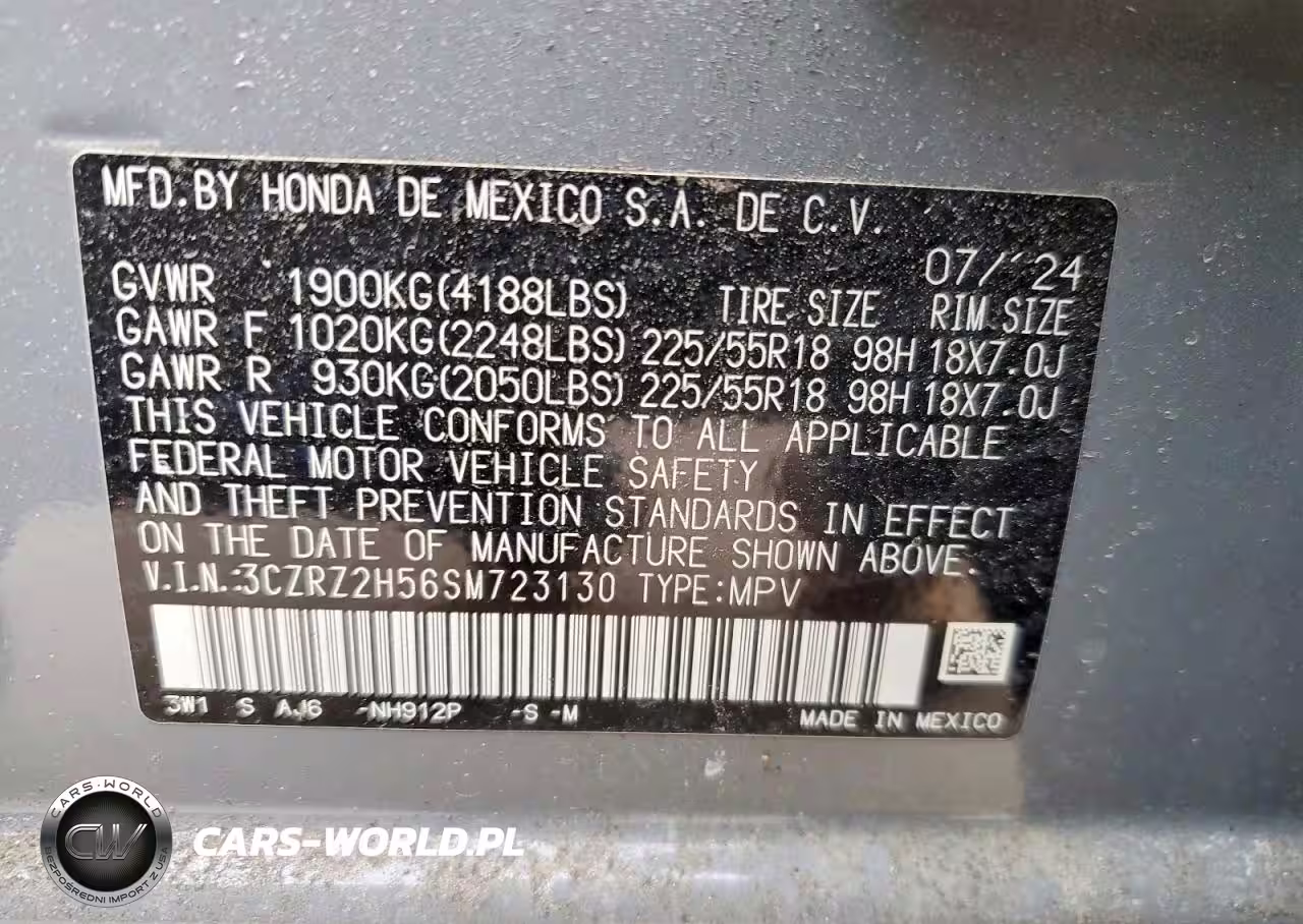 2025 Honda Hr-V Sport VIN:3CZRZ2H56SM723130 - 12