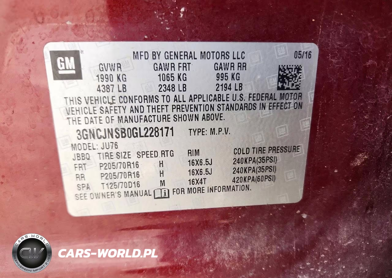 2016 Chevrolet Trax Ls VIN:3GNCJNSB0GL228171 - 13