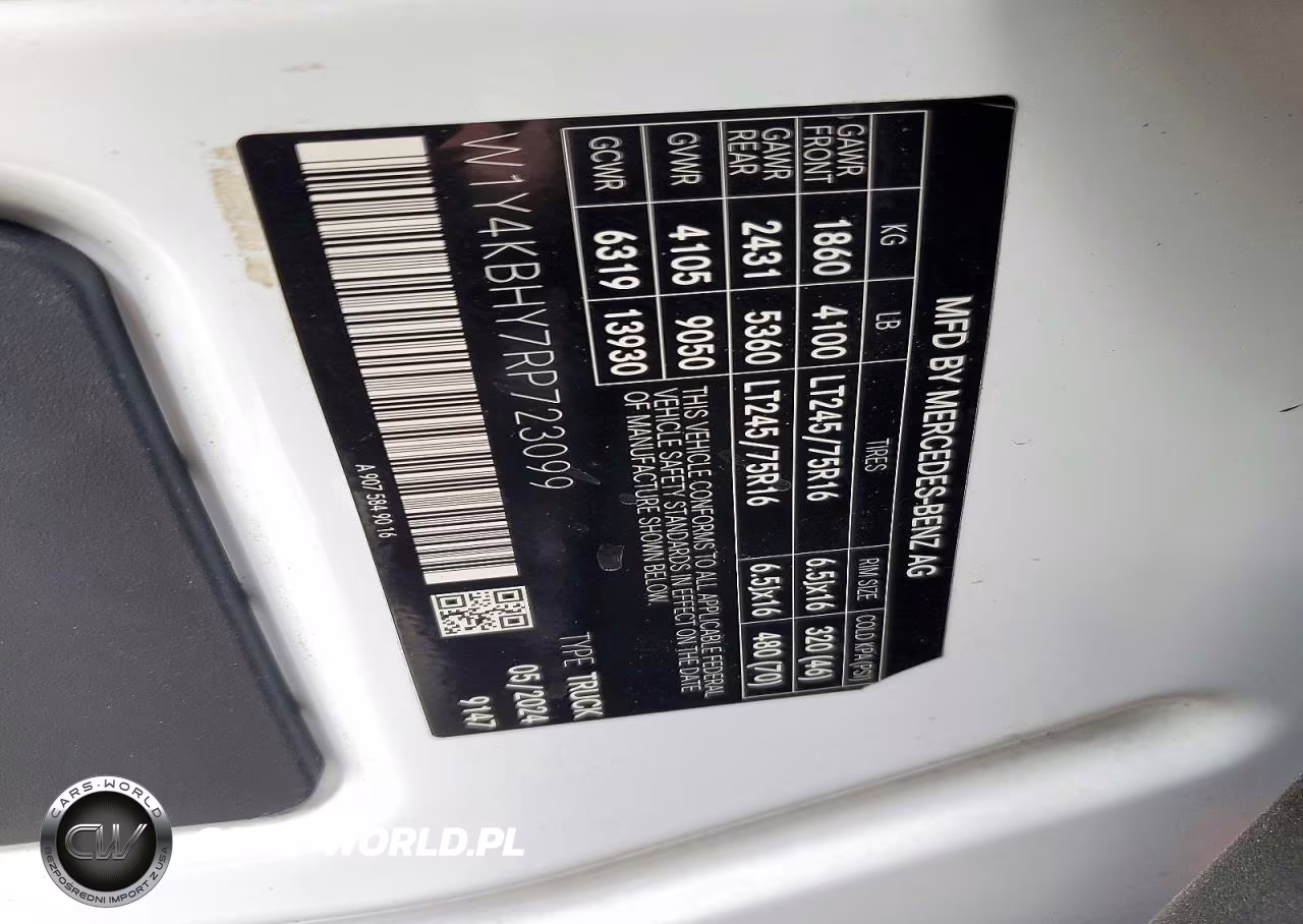 2024 Mercedes-Benz Sprinter 2500 VIN:W1Y4KBHY7RP723099 - 13