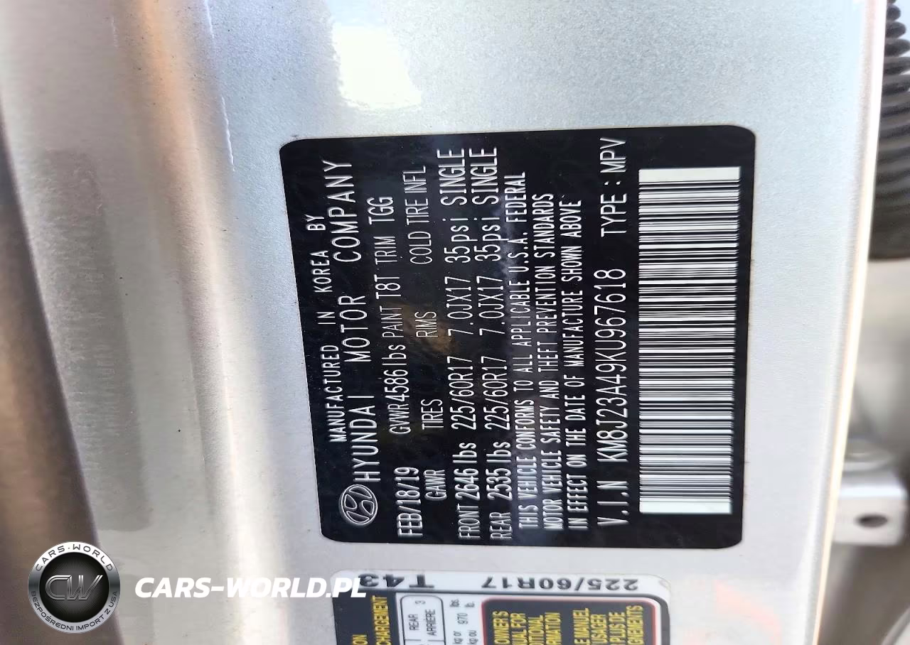 2019 Hyundai Tucson Se VIN:KM8J23A49KU967618 - 13