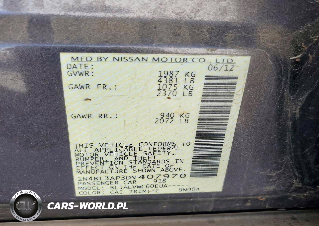 2013 Nissan Altima 3.5 S VIN:1N4BL3AP3DN407970 - 12