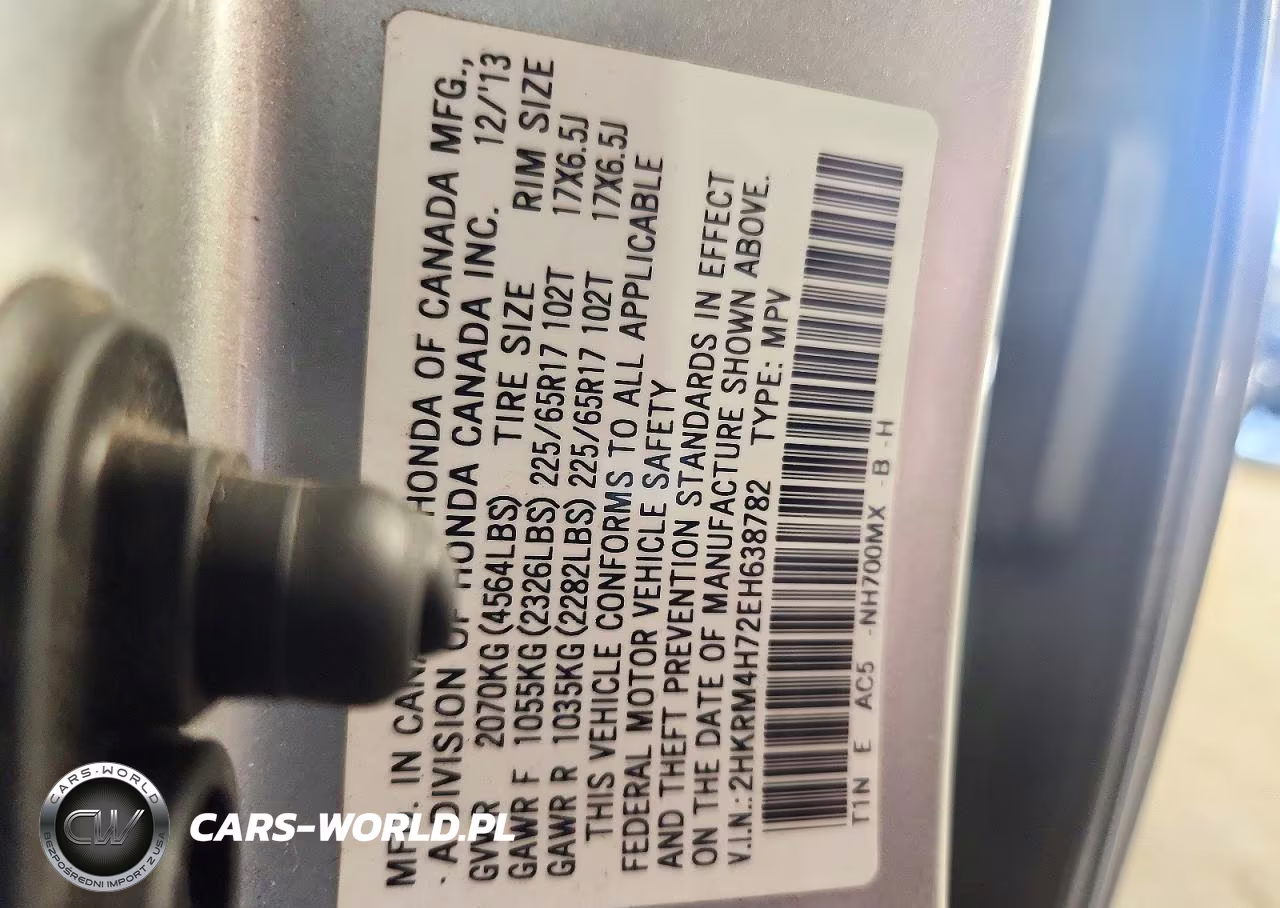 2014 Honda Cr-V Exl VIN:2HKRM4H72EH638782 - 13