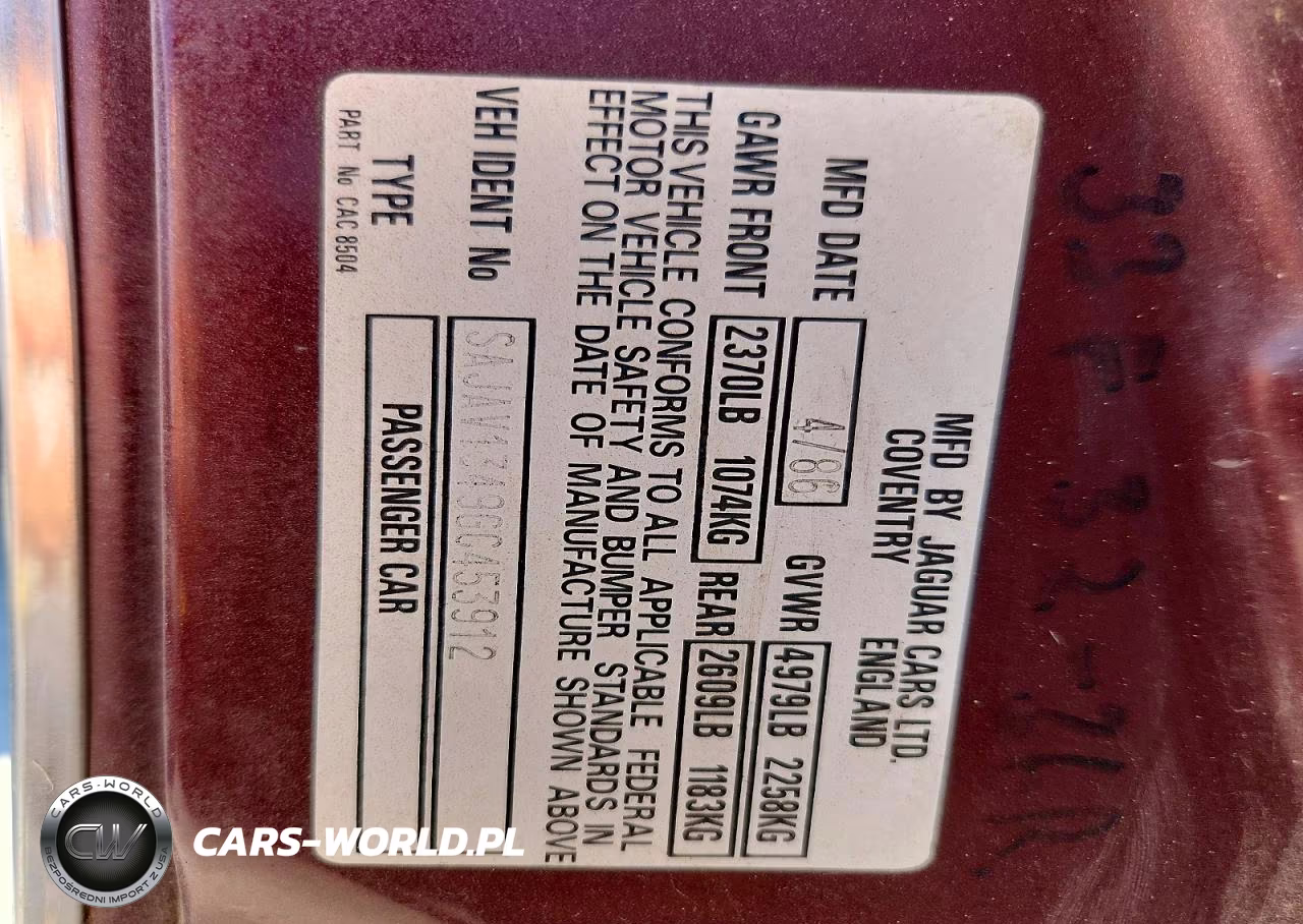 1986 Jaguar Xj6 VIN:SAJAV1349GC453912 - 12