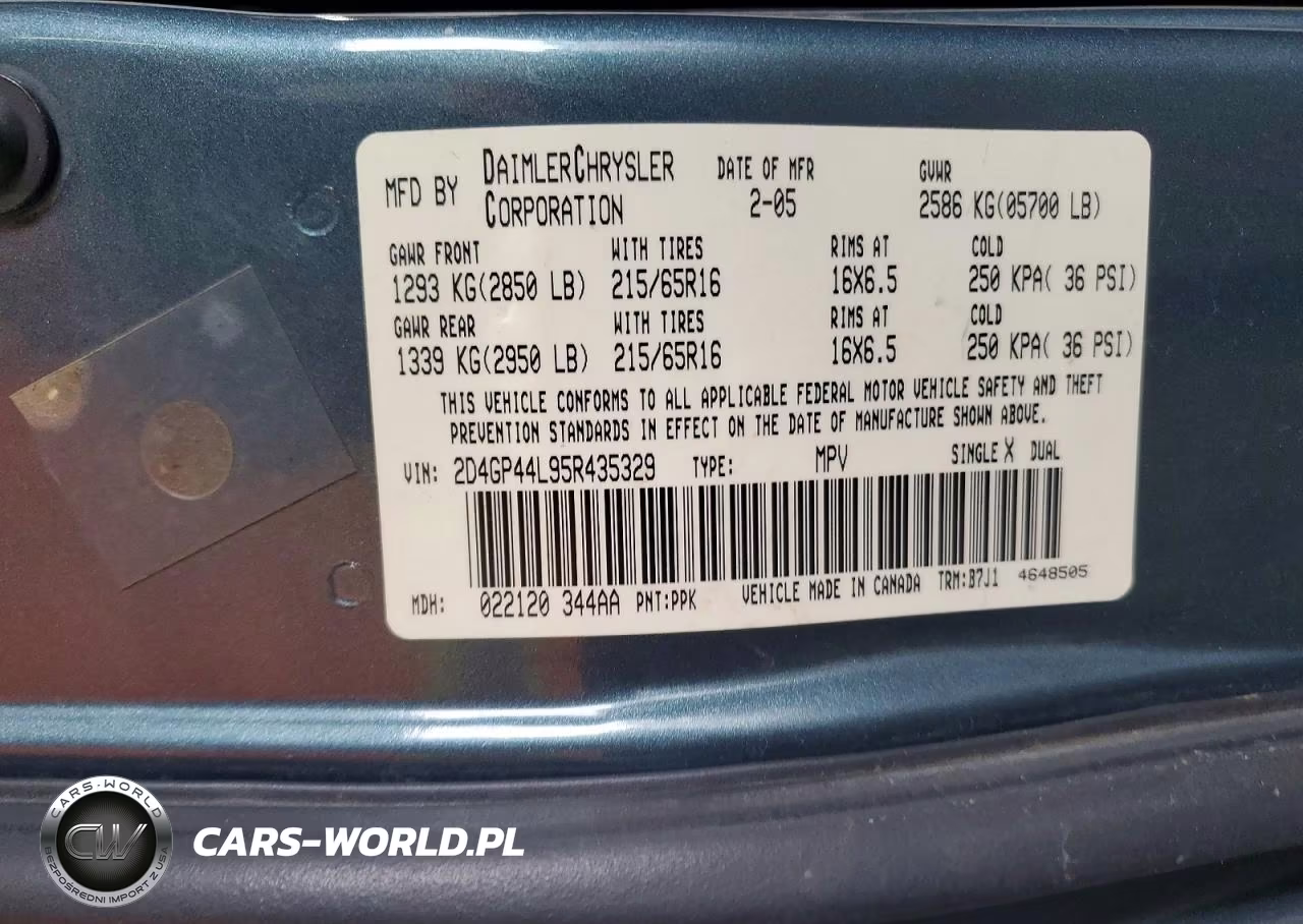 2005 Dodge Grand Caravan Sxt VIN:2D4GP44L95R435329 - 13