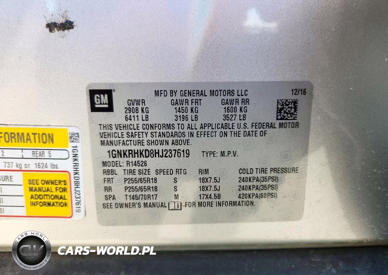 2017 Chevrolet Traverse Lt VIN:1GNKRHKD8HJ237619 - 13